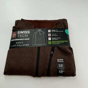 Swiss Tech Men’s Performance Quarter-Zip Pullover – Brown, Size XL, NWT